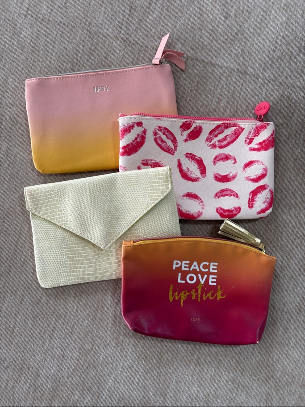 Ipsy Glam Bag Makeup Bags Lot of 4, No Make-Up Included, Variety Colors & Styles